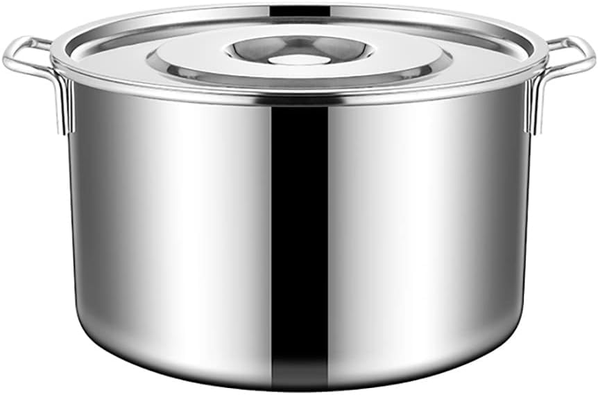 Olla de acero inoxidable con tapa, olla antiadherente, pulido de espejo, capacidad de 30 litros