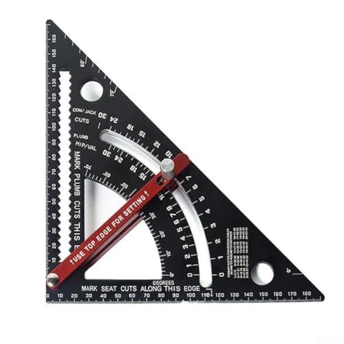 Cuadrado de carpintero de aleación de aluminio de 7 pulgadas para mediciones precisas en trabajos de bricolaje y construcción (7 pulgadas métricas)