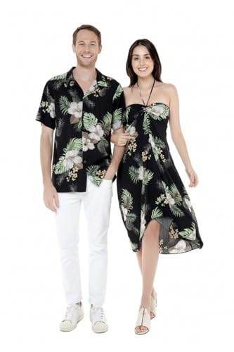 Image of Matchable Couple Hawaiian Shirt or Dress Signature Prints Pineapple | Sold Individually; Matchable Couple Collection; Soft Comfortable Fabric; Signature Tropical Prints; Vacation Ready