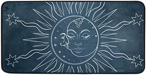 Sun and Moon Kitchen Rug Mandala Celestial Door Mat Bath Rug Home Decor Floor Mat Non-Slip Carpet for Kitchen Living Bedroom 39 x 20 Inch