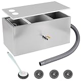 YUCHENGTECH Commercial Grease Trap 50L Stainless Steel Grease Trap Water Oil Filter Separator with 2 Top Inlets and Cleaning Brush for Home Restaurant Canteen Kitchen Sink with Baffles 60x29x29cm