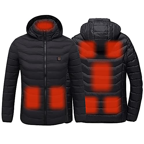 Sidiou Group Electric Heated Jacket Adjustable Temperature USB Heated Clothing(Packing Not Include Power Bank) (8 Areas Heated Black, M)
