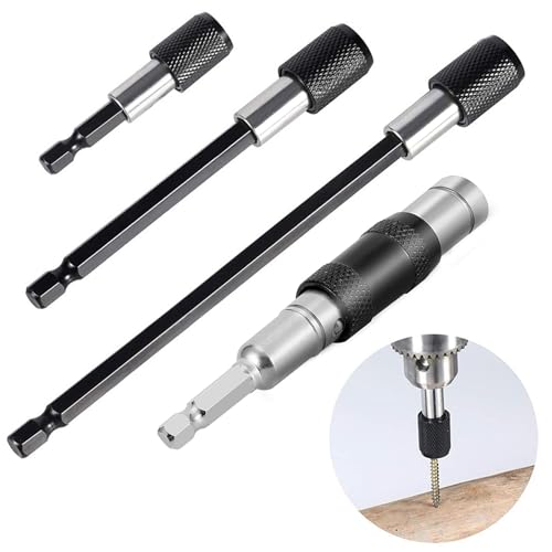 4 Pack Bit Holder, Magnetic Drill Bit Holders 60mm 100mm 150mm Long Drill Bit Holder and Hex Extension Bar Screwdriver Impact Bits Set