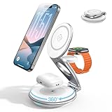 【Design compact, pratique et portable】Design compact, pratique et portable Notre station de recharge sans fil 3-en-1 allie élégance et praticité dans un design compact, ce qui la rend idéale pour les voyages. Elle peut recharger plusieurs appareils en même temps et se glisse facilement dans vos bagages. Elle peut également être utilisée comme support réglable pour téléphone portable, ce qui en fait une solution de recharge fiable et pratique, que vous soyez en déplacement, au travail ou à la maison.