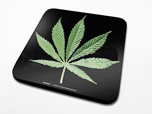 Pyramid International Foglia di Cannabis Ufficiali Bevande sottobicchiere in melamina Protettiva con Base in Sughero, Multicolore, 10 x 10 cm