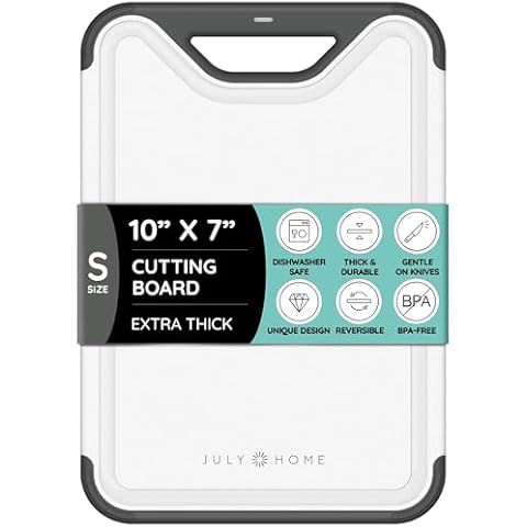 Cutting Boards for Kitchen, Plastic Cutting Board, Dishwasher Safe Cutting Board with Juice Grooves for Meat, Veggies, Fruits, Easy Grip Handle, Non-Slip (Black, 10"x7") Cover