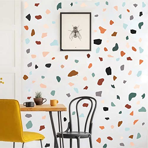 Terrazzo Wall Decals Irregular Stones Wall Sticker Multicolor Polka Dot Wall Stickers Modern Geometric Abstract Wall Decals Living Room Nursery Bedroom Decor #TOP3