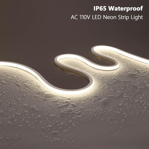 Image of BENLUN AC 110V LED Neon Strip Light 32.8FT, 4000K Natural White Led Rope Lights Outdoor Silicone Waterproof, 10W /M Flexible Cuttable LED Strip for Bedroom Garden Commercial Living Room