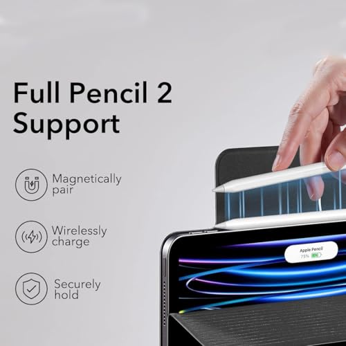 Image of LIRAMARK Case for Apple iPad Pro 11 inch 2022 /2021 /2020 4th /3rd Generation, Powerful Magnetic Case, Slim Trifold Stand, Supports Pencil Pro and Pencil (USB-C), Rebound Series - Black