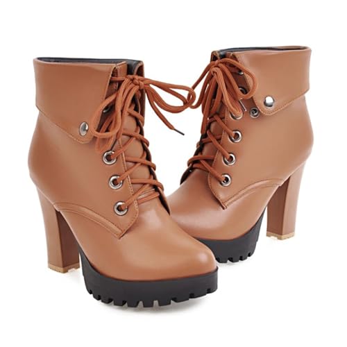 Image of FOREADA Goth Boots Chunky Heel Boot For Women Ankle Combat Booties Black Platform Bootie Buckle Rivets Punk Goth Shoes With Zipper