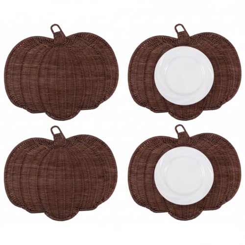 Thanksgiving Pumpkin Rattan Placemats Decor, Black...