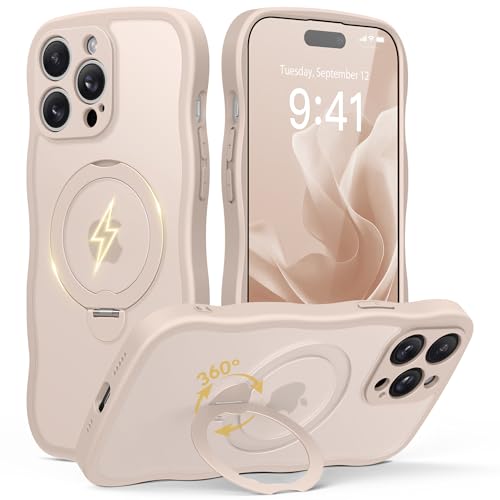 GolbinBox for iPhone 14 Pro Case with 360° Spin Magnetic Stand, Rose Gold