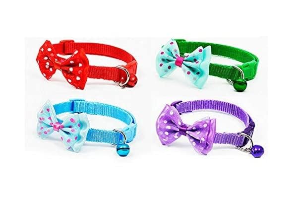 KittuPet Cat Collar with Bow Tie and Bell, Cute Bow Patterns, Kitty Safety Collars -Color May Vary (Pack of 4) (B0BRD6W2YR) Amazon Price History, Amazon Price Tracker