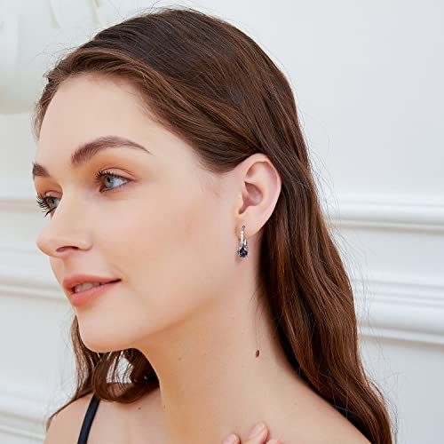 Teardrop Earrings for Women|7 * 9mm Pear-shaped Gemstone Halo CZ Dangle Earrings|18K White Gold Plated Drop Earrings Hypoallergenic Jewelry Gift2