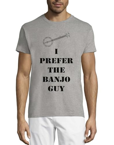 T-shirt banjo col rond en coton gris homme I Prefer The Banjo Guy