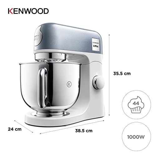 Kenwood kMix Stand Mixer KMX760ABL for Baking, Stylish Kitchen Mixer with K-beater, Dough Hook and Whisk, 5 L Stainless Steel Bowl, Removable Splash Guard, 1000 W, Editions Blue