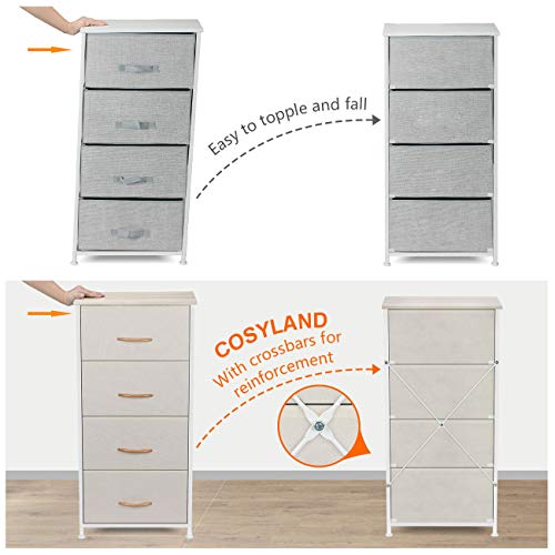 COSYLAND Commode smalle kast met 4 laden van stof opbergtoren, stabiel meubilair voor slaapkamer badkamer… - Image 3