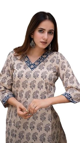 Cotton V-Neck Kurti, Short Straight Style Floral Print Rayon Kurta for Women Regular Fit Top Kurti for Office Cotton V-Neck Kurti, Short Straight Style Floral Print Rayon Kurta for Women Regular Fit Top Kurti for Office