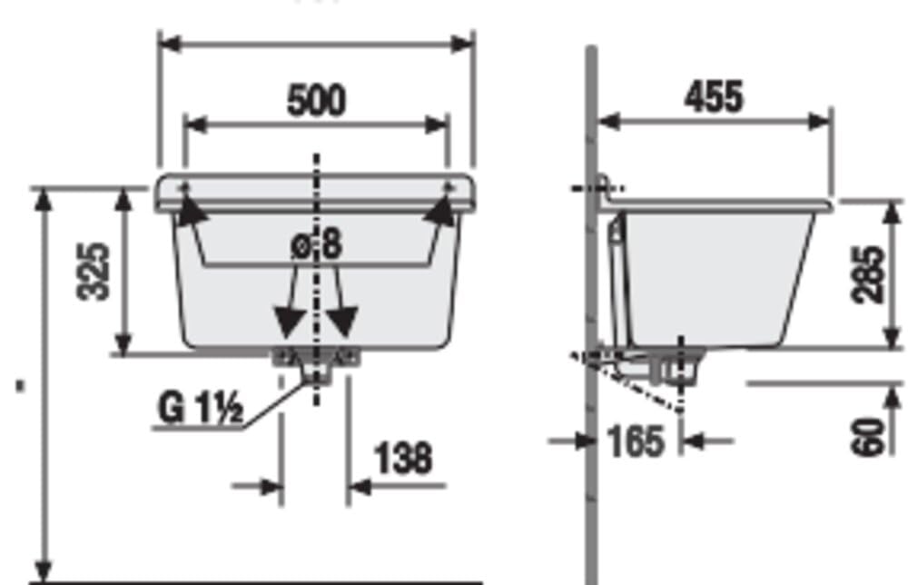 SANIT Lavabo con rebosadero (blanco, fregadero de plástico, capacidad 35 L, ancho superior 540 mm/parte inferior 400 mm) 60.003.01..0099