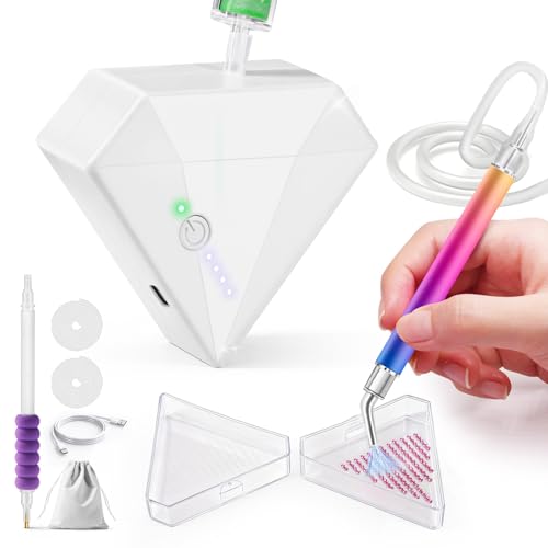 AUTOPkio Diamond Painting Stift Elektrisch, Vakuum 3 Einstellbare Saugstufen Diamond Painting Stifte, Kabelloser Diamond Painting Zubehör Stift Wiederaufladbar