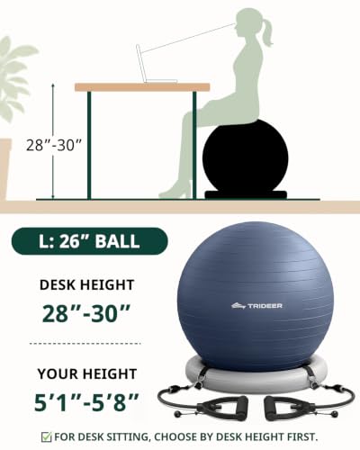 Image of Trideer Exercise Ball Chair - Yoga Ball Chair for Office, Pregnancy & Home