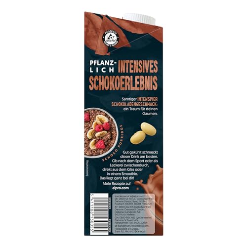Alpro Proteindrink Soja Schokolade 8x1L | 100% pflanzlich | laktosefrei | zuckerarm | reich an pflanzlichem Protein