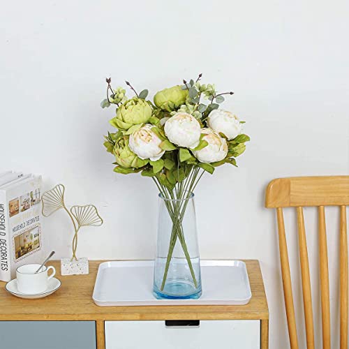 Luyue 2Pcs Vintage Artificial Peony Silk Flowers Bouquet Home Office Decor (New Green) #TOP6