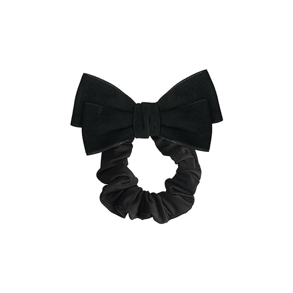 Boucle de cheveux velours noir avec nœud papillon rétro français