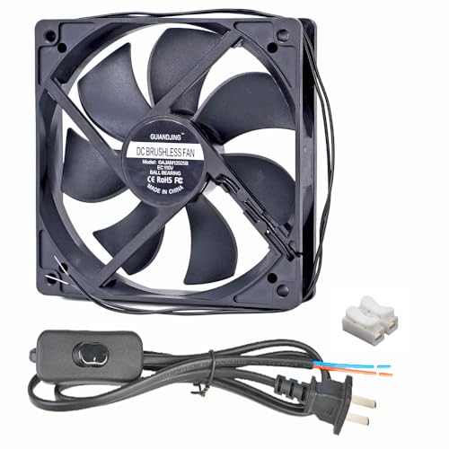 GUIANDJING Ventilador de refrigeración 12025 de 12 cm, 120 mm x 25 mm, EC AC 110 V, 115 V, 120 V, 220 V, 240 V, rodamiento de bolas de 2000 rpm
