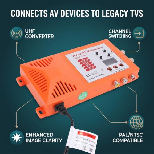 Modulador AV a RF con conmutación de canales UHF para conectar consolas 3