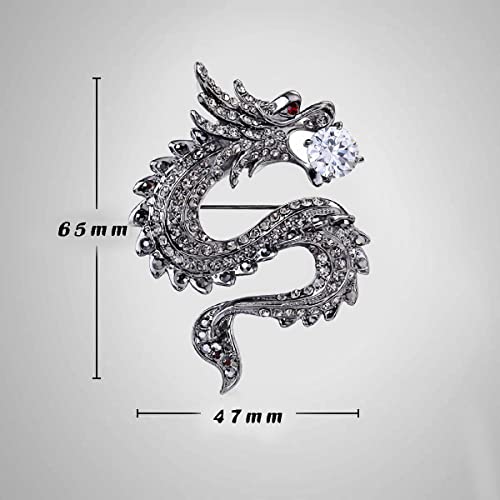 Image of Vintage Crystal Dragon Brooch Lapel Pin Decorative Safety pins for Clothing Rhinestone Animal Brooch Jewelry