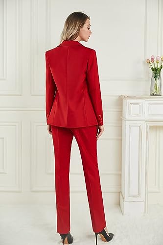 Women Suits 2 Piece Long Sleeve Business Solid V Neck Blazer and Pant Office Professional Set Suits 2023 New3