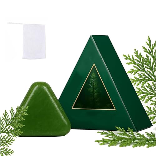 120g - Nature Triangle Shampoo Bar - Nature Seven Green Soap Shampoo, Plant-Based Solid Shampoo for Hair Growth & Strength, All Hair Types, Women & Men, with Foaming Net (1Pc)