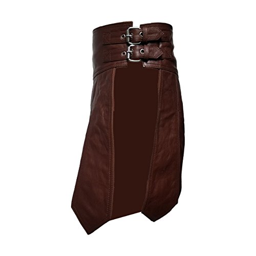 Men's Real Brown Leather Gladiator Kilt – Roman Style, Fully Lined, Adjustable, LARP, Utility Kilt (K1)3