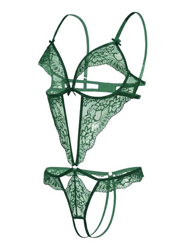 Avidlove Women Sexy Lingerie Bodysuit Lace Teddy One Piece Sexy Mini Babydoll Green L — view 5