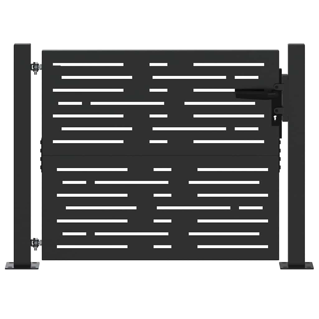vidaXL Puerta de jardín con Cerradura Negro 110 x 105 cm, Barrera de Metal Duradera