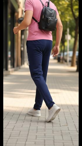 Image of EYSTONE Track Pants for Men || Activewear Pants || Men's Joggers Polyester with 2 Side Zipper Pockets Casual Trousers Stretchable (Sports | Gym | Yoga) (White Sports 1) (Pack of 1)