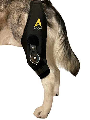 AGON Dog Knee Brace â€“ Professional Knee Support Brace for Dogs with Adjustable Hinge Stabilizer â€“ Premium Neoprene Hip Brace for Knee Support, Dog Recovery, and Joint Support (Left Leg, Large)