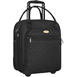 TORIBIO Carry on Underseat with Wheels, 16.5inch Lightweight Overnight Luggage Bag Carry-On Suitcase for Men Women Travel Business, Black