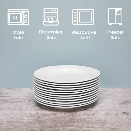 Amhomel 12-Piece Bone China Appetizer Plates, Small (6-Inch) Dessert Porcelain Plate, Round Kitchen Dinnerware Dishes Sets, Light Weight, Lead-Free, Microwave Safe #TOP2