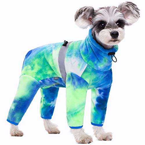 Dog Coats for Small Dogs, Polar Fleece Dog Pajamas Bodysuit, Puppy Onesies Tie Dye Jumpsuits, Dogs Warm Clothes Four-Legged, Doggie Fullbody Winter Jacket Vest by AITOLI - Image 2