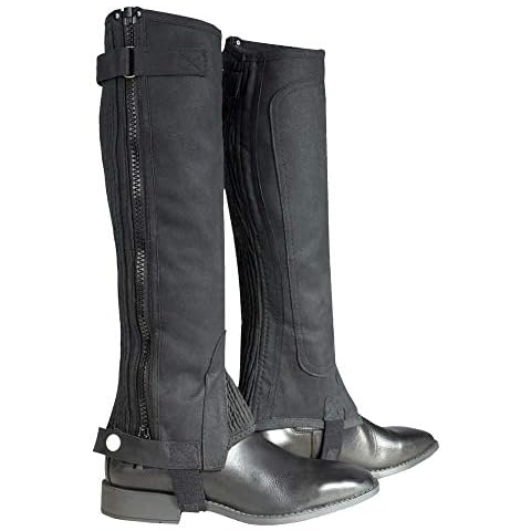 HORZE Amara Adult Equestrian Half Chaps | Synthetic Leather Zip-Up Pair | Accurate Size Chart in Images - Black - L Cover