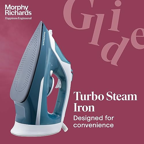 Morphy Richards Turbo Steam 2200W Steam Iron, White and Sage green, 2200 watts, ceramic