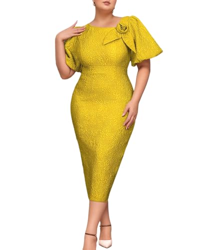 Image of ONTINVA Jacquard Floral Dress for Women's Irregular Neck with Flower Petal Midi Dresses for Cocktail Wedding Party