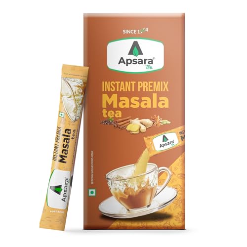 Image of APSARA Instant Tea Premix Masala Chai 10 Sachets | Ready To Drink, Masala Tea Powder | Masala Chai Enriched With 100% Natural Ingredients - Ginger, Cardamom, Black Peper, Clove, Cinnamon and Nutmeg
