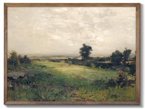 XOCUUI Vintage Landscape Unframed Canvas Wall Art, Vintage Rural Hill Prints, The Vast Grassland Classic Wall Prints Farmhouse Bathroom Office Decor - 8x10in