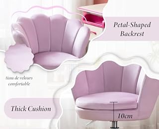 chairus Sedia Scrivania Cameretta Sedie da Scrivania per Bambini in Velluto Poltrocina Girevole Regolabile in Altezza Sedia da Studio per Cameretta, Viola