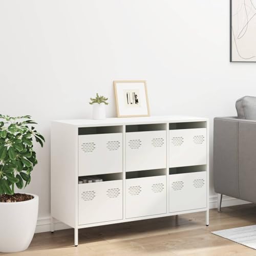 Cómoda de acero blanca de 101,5 cm armario resistente para estancias con poco espacio 3