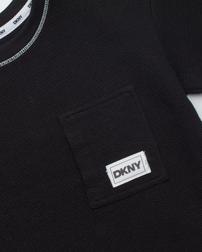 Image of DKNY Toddler Boys Short Sets - 2 Piece Knitted Crewneck T Shirt & Matching Fleece Toddler Shorts for Toddlers and Baby Boys