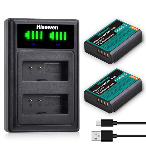 Hisewen LP E10 Batería 2Pack 1600mAh y Cargador para Canon EOS Rebel T7 T6 T5 T3 T100 Kiss X90 X80 X70 X50 1100D 1200D 1300D 1500D 2000D 3000D 4000D Cámara